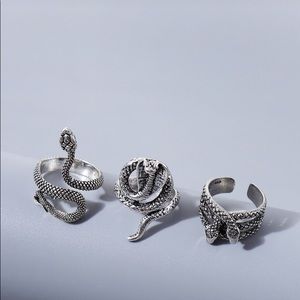 3 pc men serpent ring